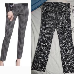 Express Women's Mid Rise Columnist Pants Ankle Cropped Ivory/black Pants Sz 4